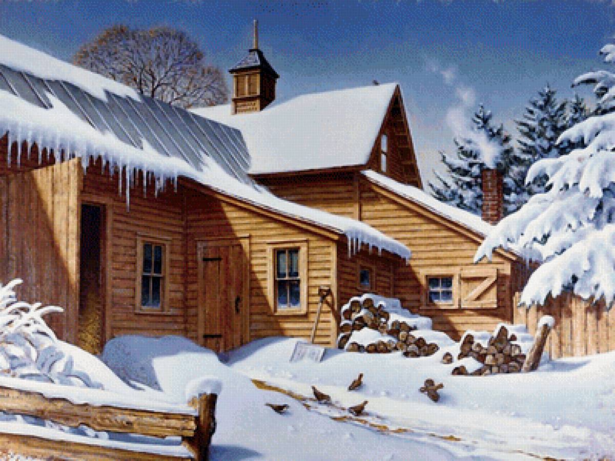 зима в деревне - зима, природа, пейзаж - предпросмотр