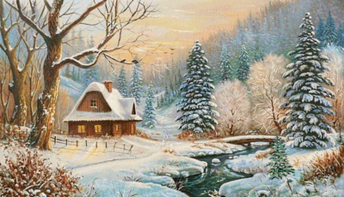 home sweet home - дом, лес, пейзаж, зима, снег - предпросмотр