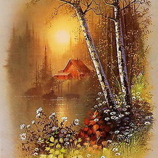 Схема вышивки «Пейзаж "на закате"»