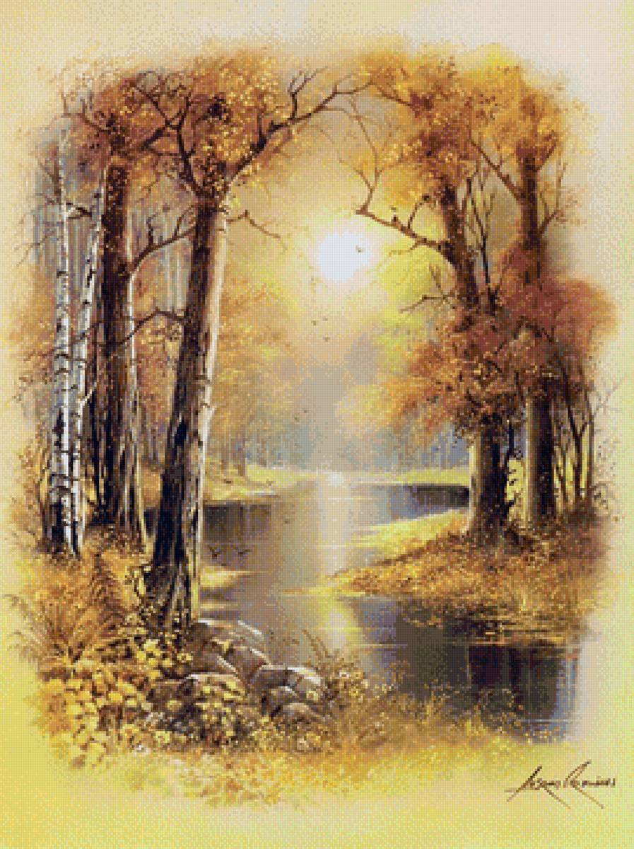 Пейзаж - вышивка крестиком - предпросмотр