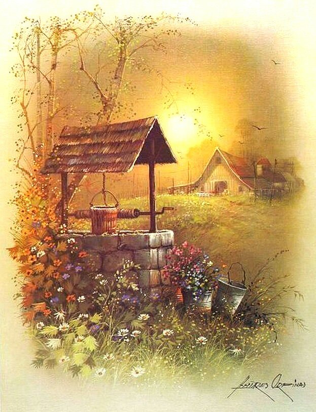 Колодец - вышивка крестиком - оригинал