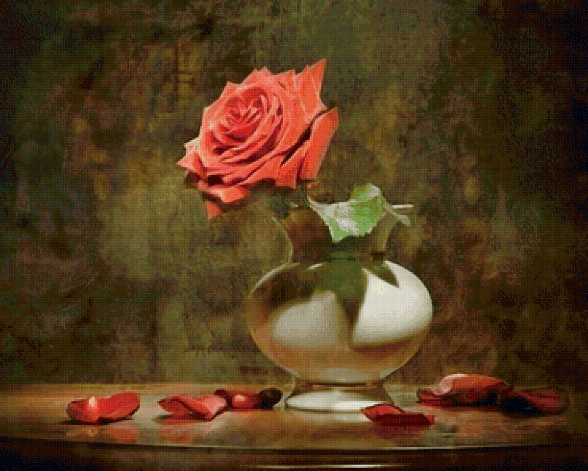 Красная роза в вазе - цветы, ваза, роза - предпросмотр