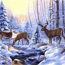 Схема вышивки «в зимнем лесу»