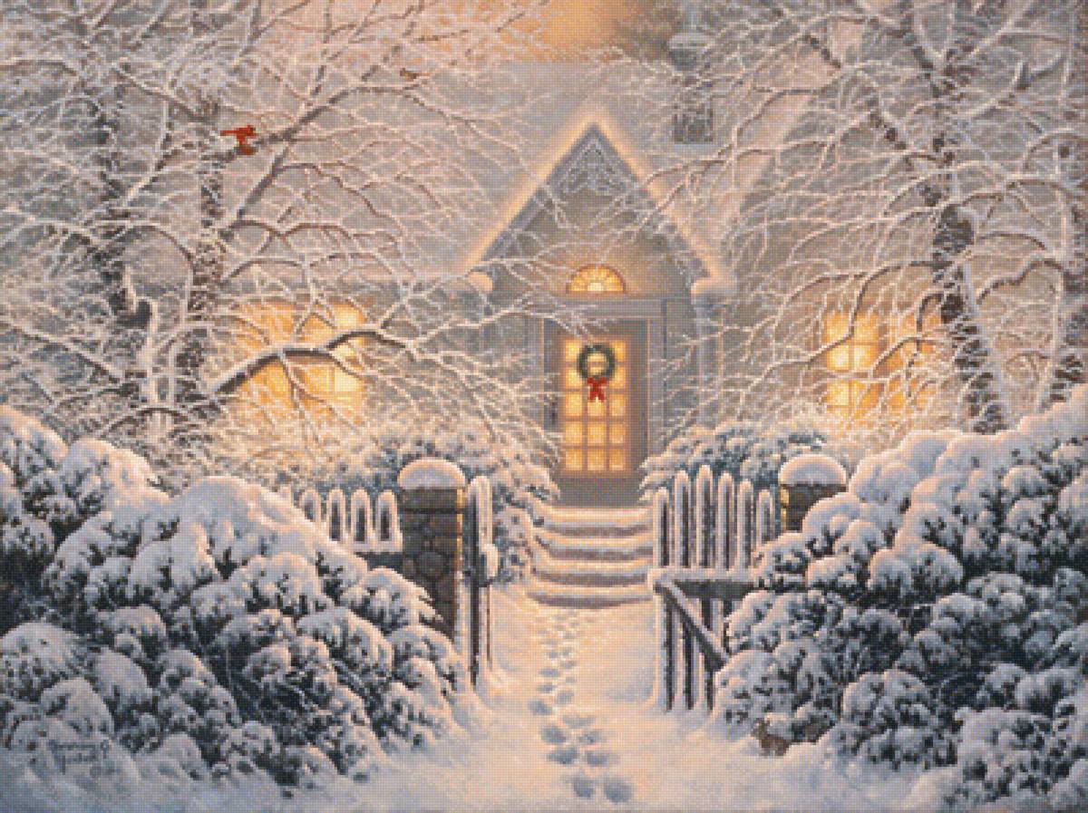 следы на снегу - природа, зима, пейзаж - предпросмотр