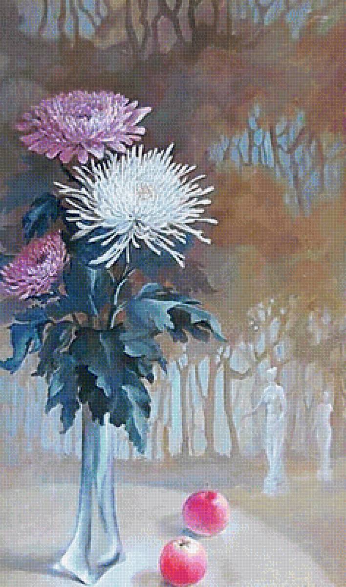 №1644306 - букет, натюрморт, цветы. хризантемы, живопись. - предпросмотр