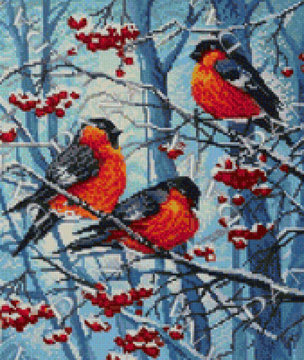 Снегири - птицы, зима, снегири - предпросмотр