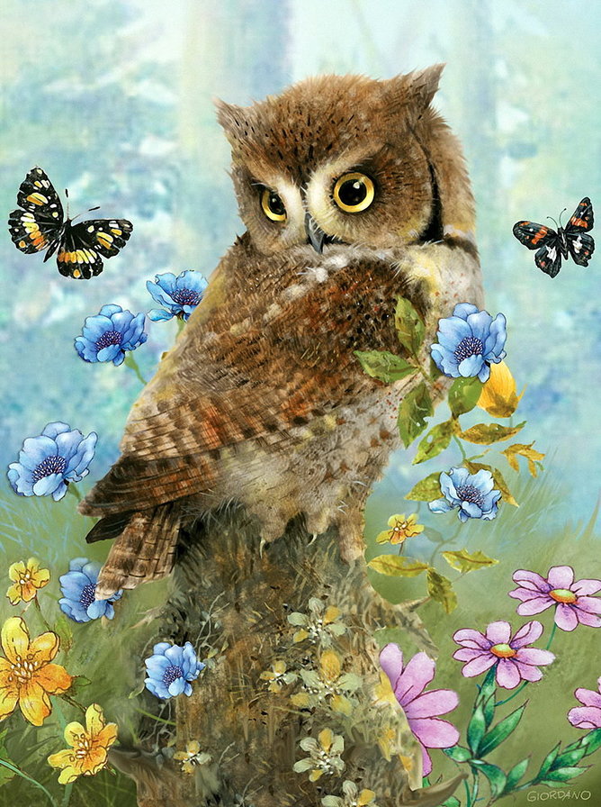 сова - пейзаж, картина, природа - оригинал