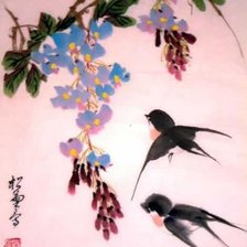 Схема вышивки «Цветы и ласточки-1»