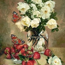 Схема вышивки «Розы и клубника»