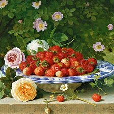 Схема вышивки «НАТЮРМОРТ С ЦВЕТАМИ, ЯГОДАМИ»