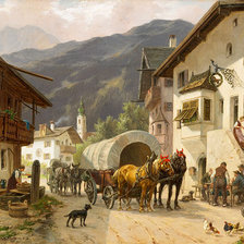 Схема вышивки «городок в горах»