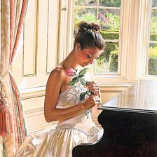 Схема вышивки «Девушка с розой»