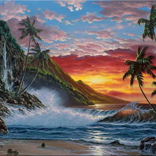 Схема вышивки «закат на пляже»