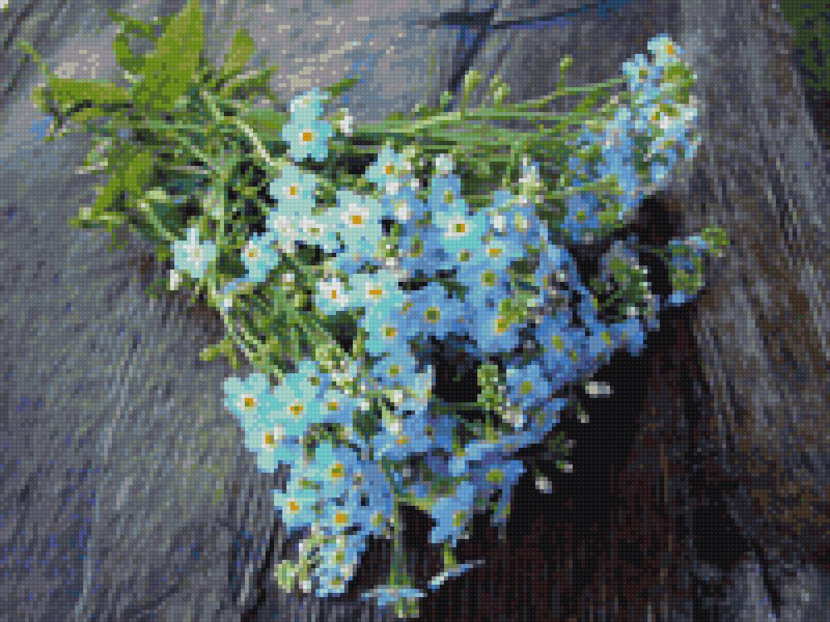 незабудки - вышивка - предпросмотр