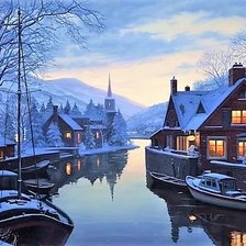 Схема вышивки «Старая гостиница у реки»