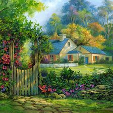 Схема вышивки «záhrada,dom»