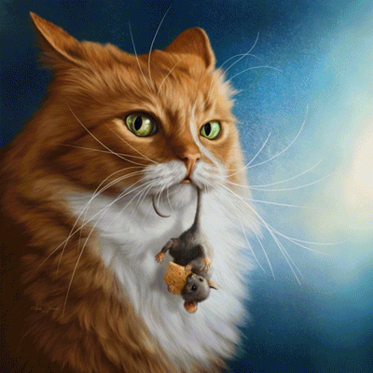 Кошки-Мышки - мышь, кот, мышка, грызун, животные, сыр, рыжий - предпросмотр