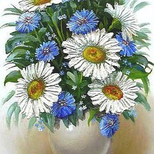 Схема вышивки «натюрморт с ромашками»