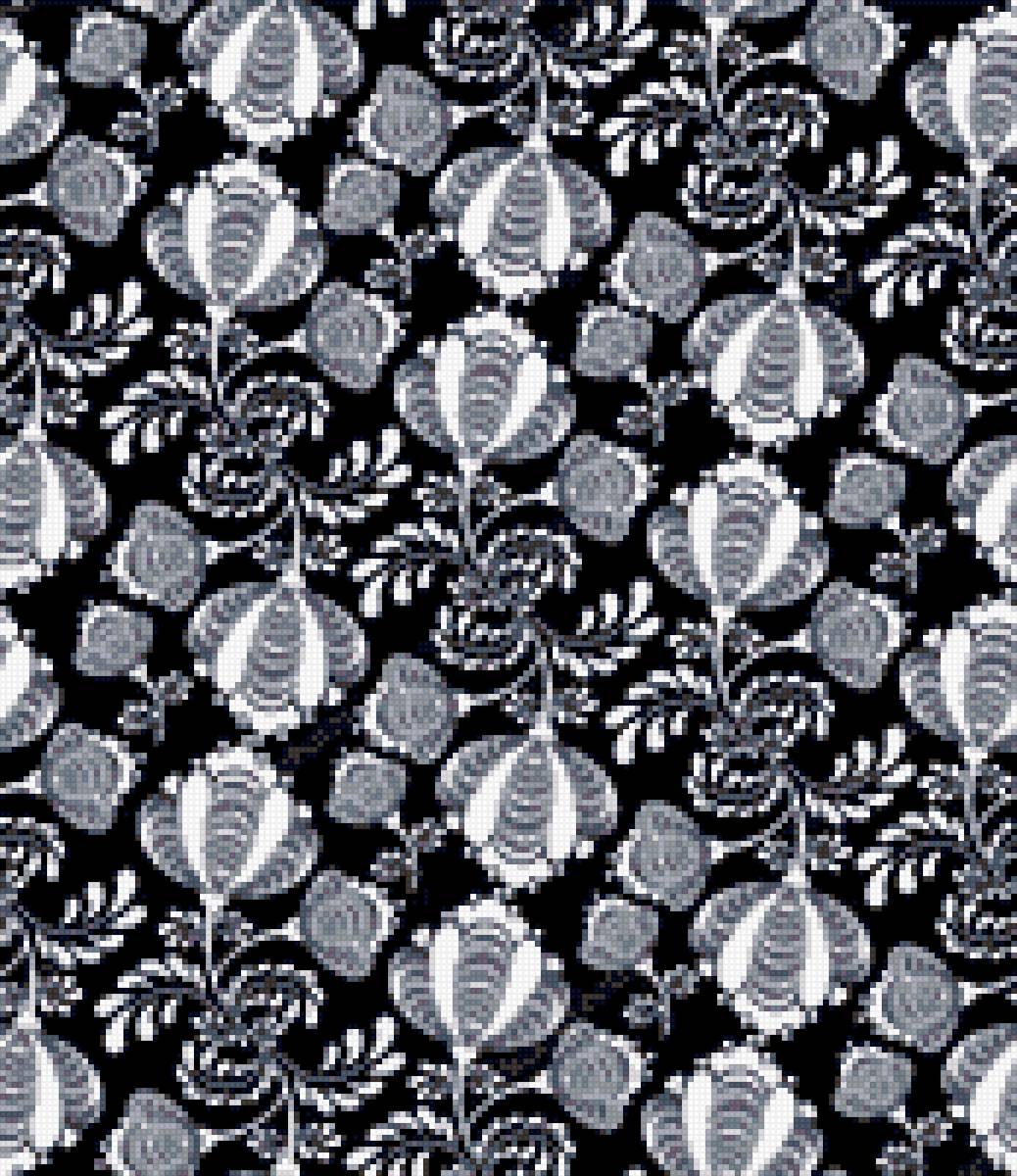 цветы на черном (жостовская роспись) - черный, роспись, цветы - предпросмотр