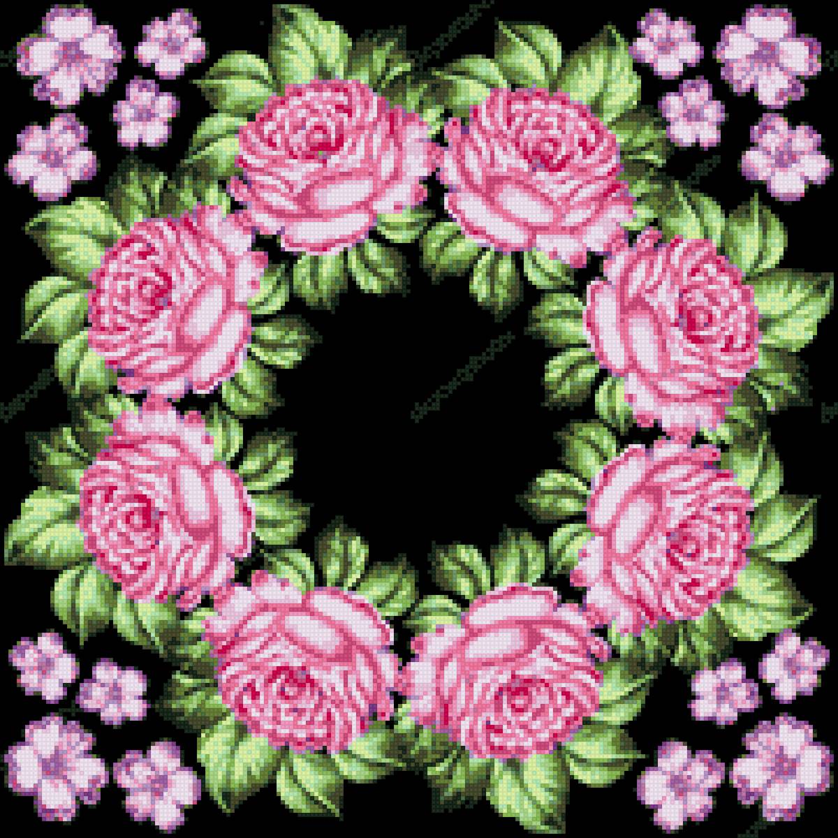 роспись жостовская - розы по кругу - круг, розы - предпросмотр