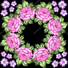 роспись жостовская - розы по кругу