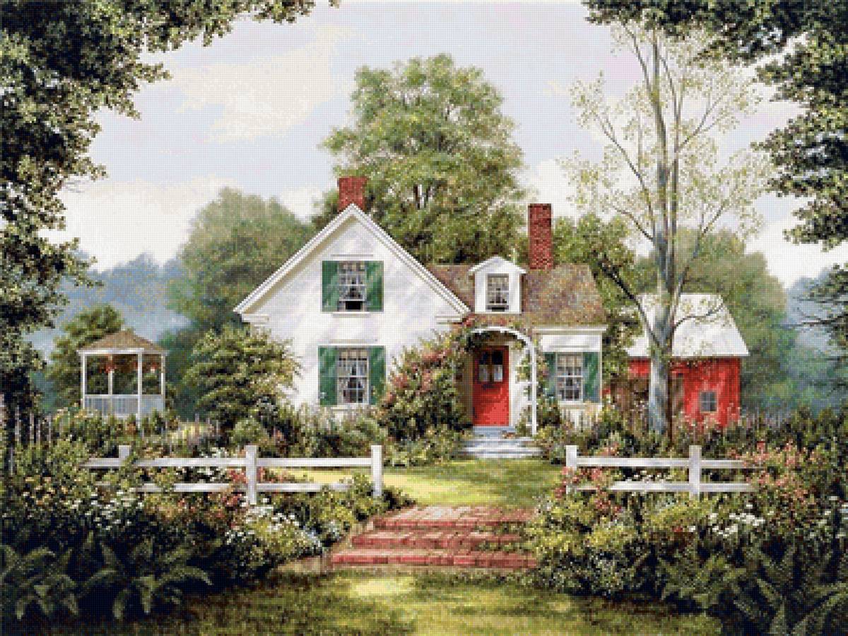 домик - лето, живопись, картина - предпросмотр