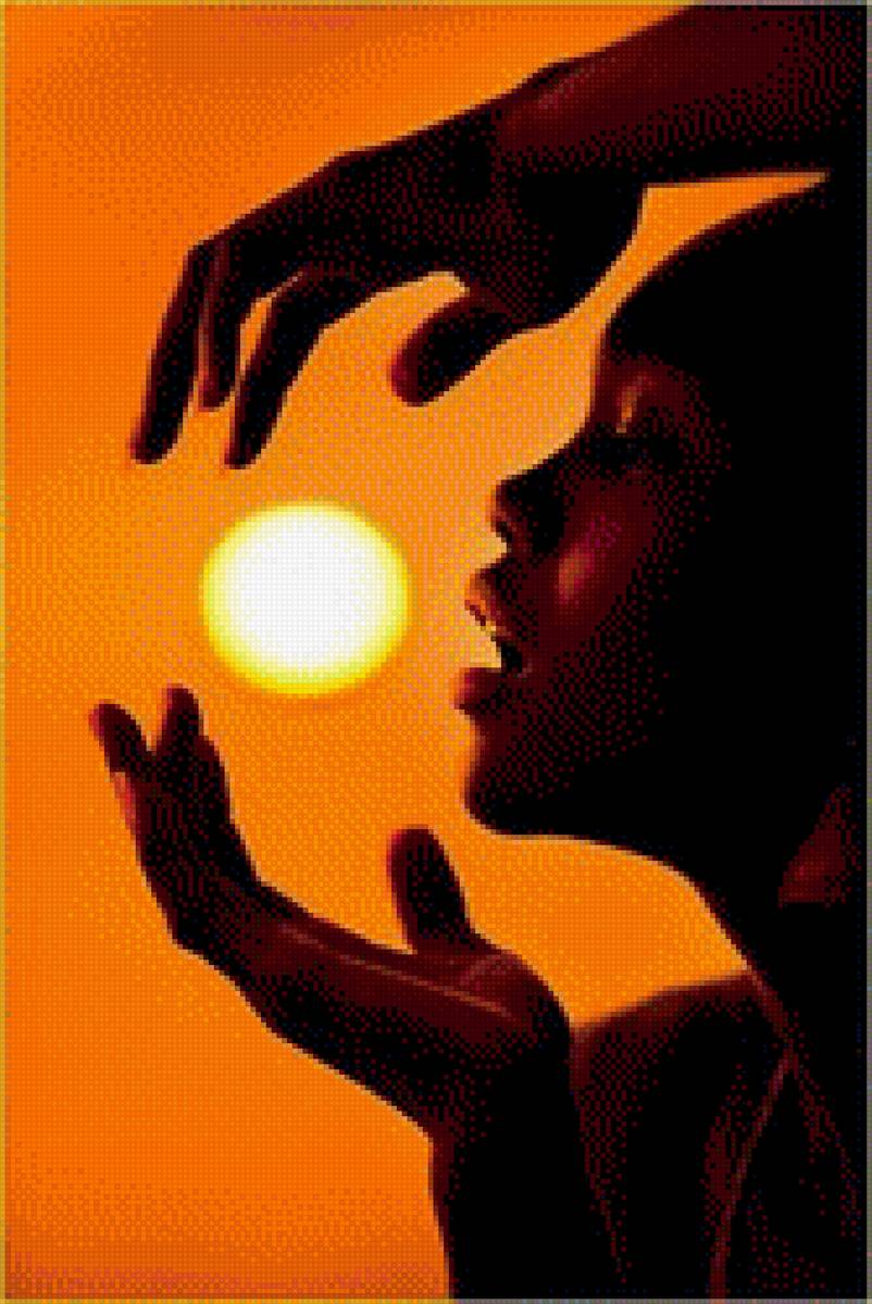 "Вдыхая солнце" - солнце, девушка негритянка, закат - предпросмотр