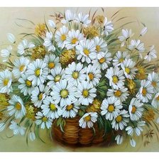 Схема вышивки «Ромашки в корзине»