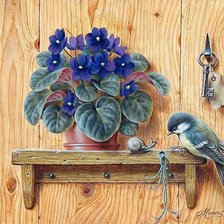 Схема вышивки «Любопытная синичка»