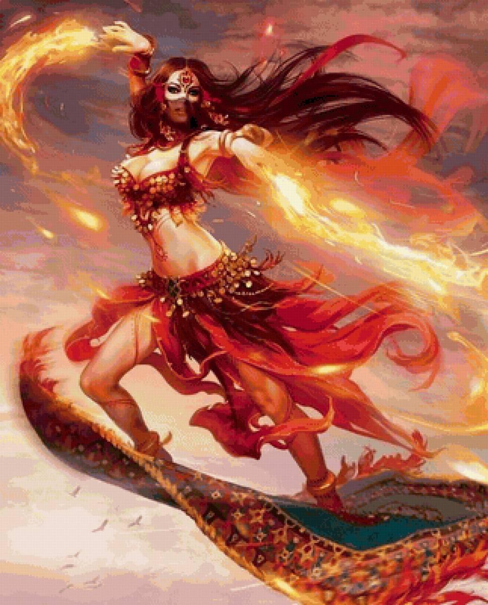 Восточная красавица - огонь, фентэзи, девушка, восток, шахерезада - предпросмотр