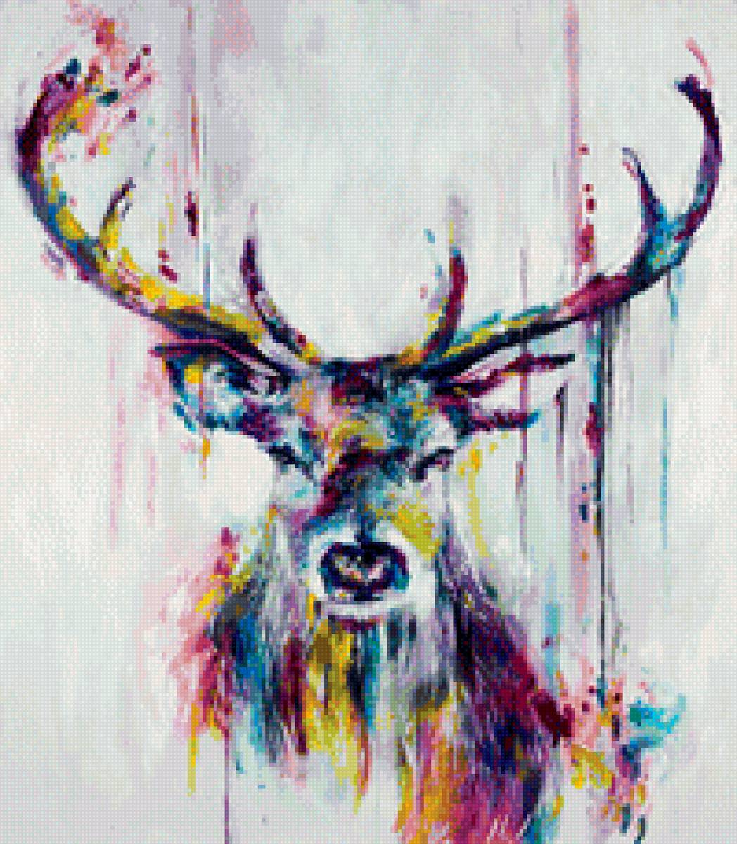 Олень - животные, олень, стилизация - предпросмотр