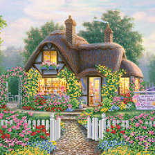Схема вышивки «домик в деревне»
