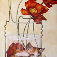 Схема вышивки «Маки и котята»