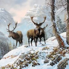 Схема вышивки «зимой в горах»