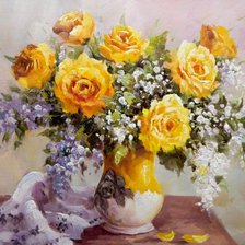 Схема вышивки «Жёлтые розы»