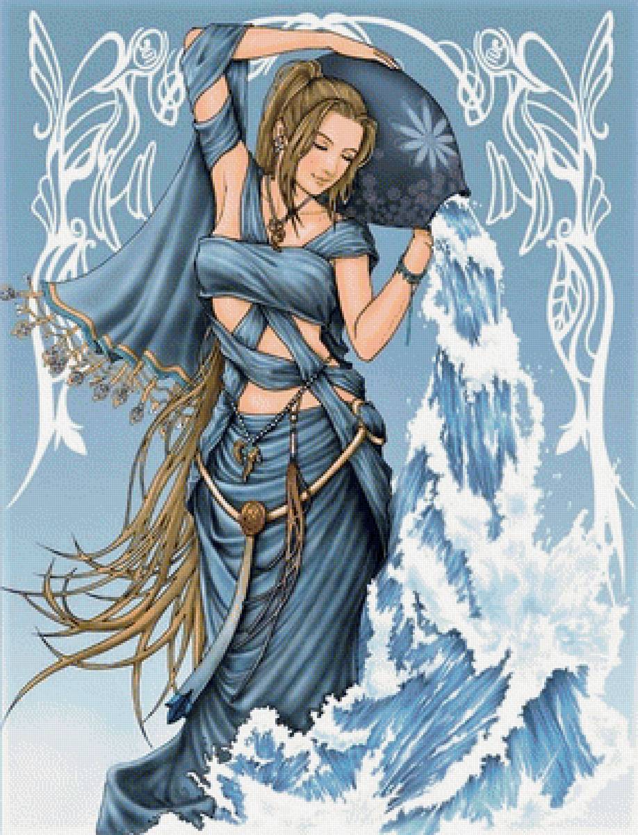 девушка в синем - люди, картина, живопись - предпросмотр