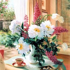 Схема вышивки «букет в интерьере»