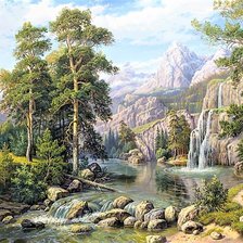 вид с водопадом