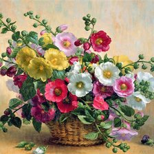 Схема вышивки «мальвы в корзине»