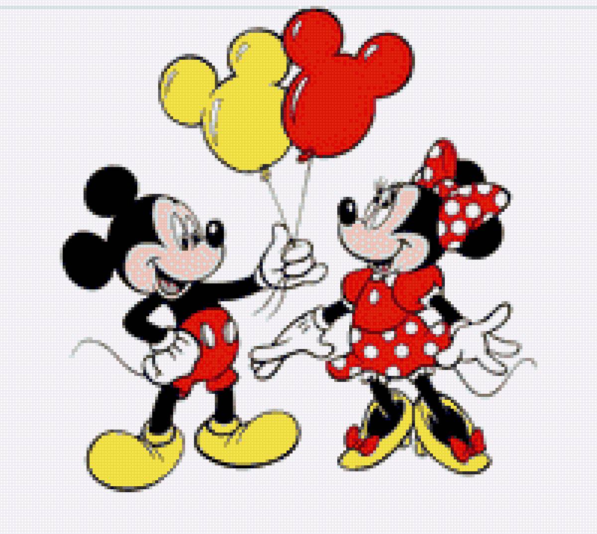 Микки и Минни маус с шариками - мультик, минни маус, дисней, микки маус - предпросмотр