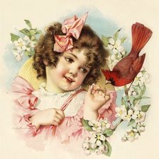 девочка с птичкой