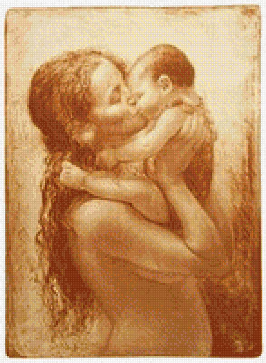 Материнская любовь - графика, дитя, любовь, мать, люди - предпросмотр