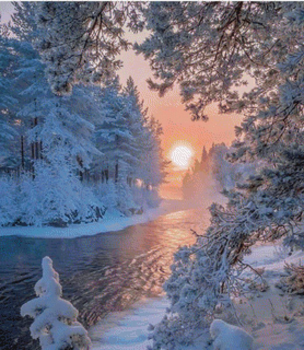 Морозная зима - мороз, зима, река - предпросмотр