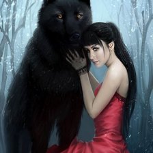 Схема вышивки «дева с волком»