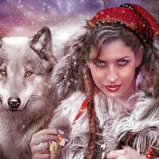 Схема вышивки «дева с волком»