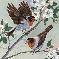 Схема вышивки «Птицы на ветке»