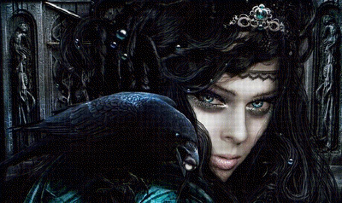 готика - птица, девушка - предпросмотр