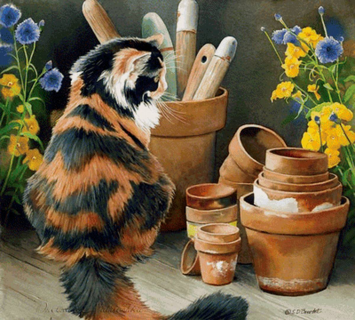 Котик - интерьер, кот, дом, уют, арт - предпросмотр