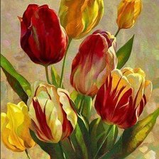 Схема вышивки «тюльпаны»