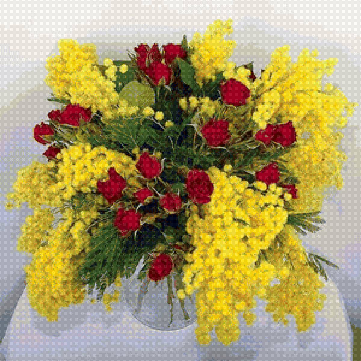 Мимоза и розы - предпросмотр